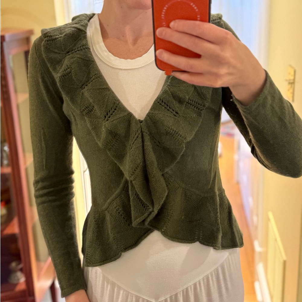 100% Cashmere - Green Knit Cardigan